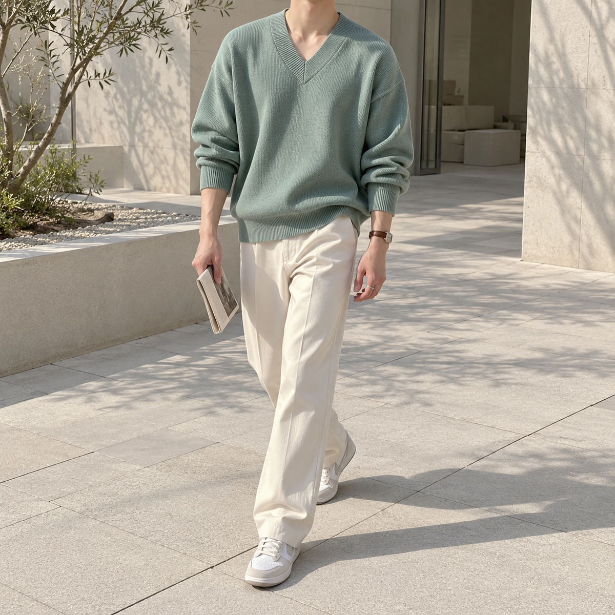 V-Neck Design Knit Sweater