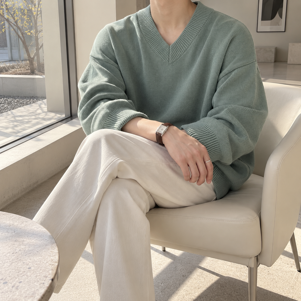 V-Neck Design Knit Sweater