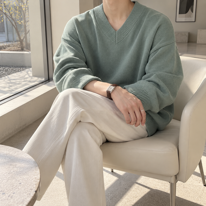 V-Neck Design Knit Sweater