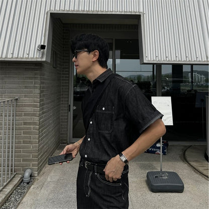 Korean Black Denim Shirts