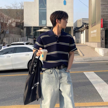 Loose-Fit Color-Block Polo Shirt