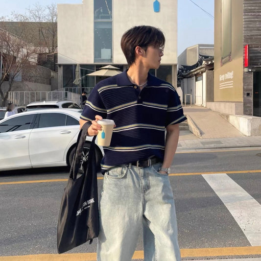 Loose-Fit Color-Block Polo Shirt