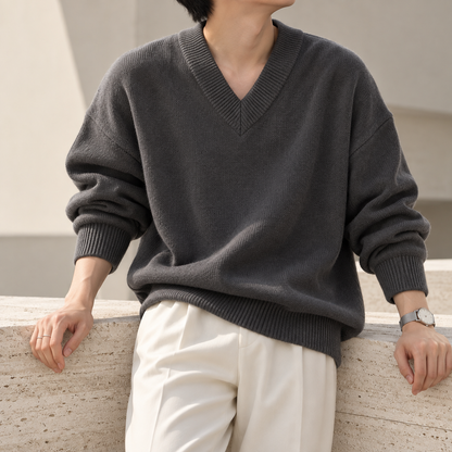 V-Neck Design Knit Sweater
