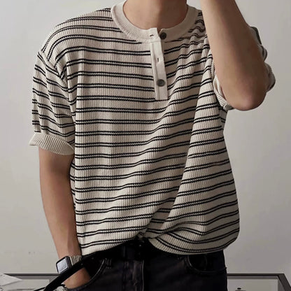 Casual Striped Knit T-Shirt