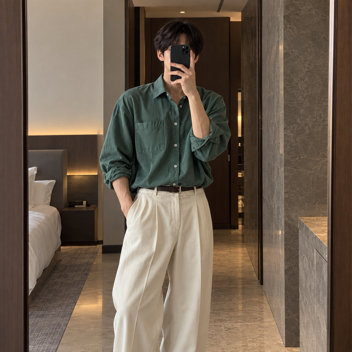 Handsome lapel simple long-sleeved knit