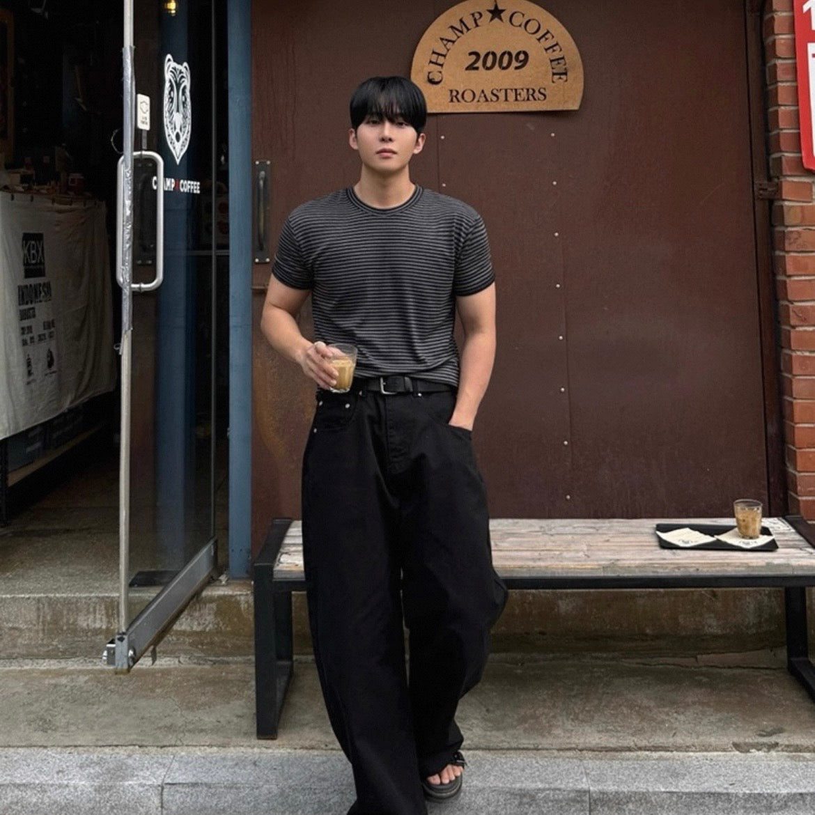 Korean Striped Cotton T-Shirt