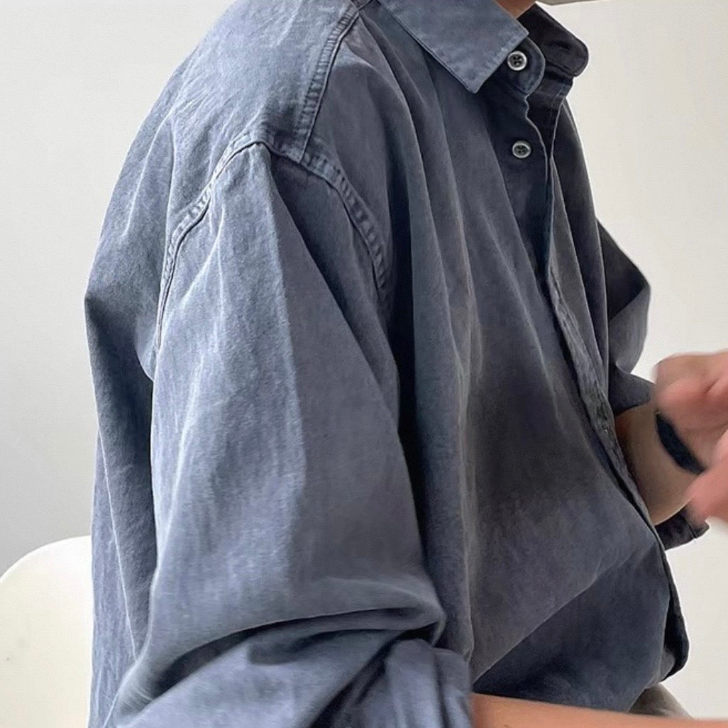 Korean Loose-Fit Denim Shirt