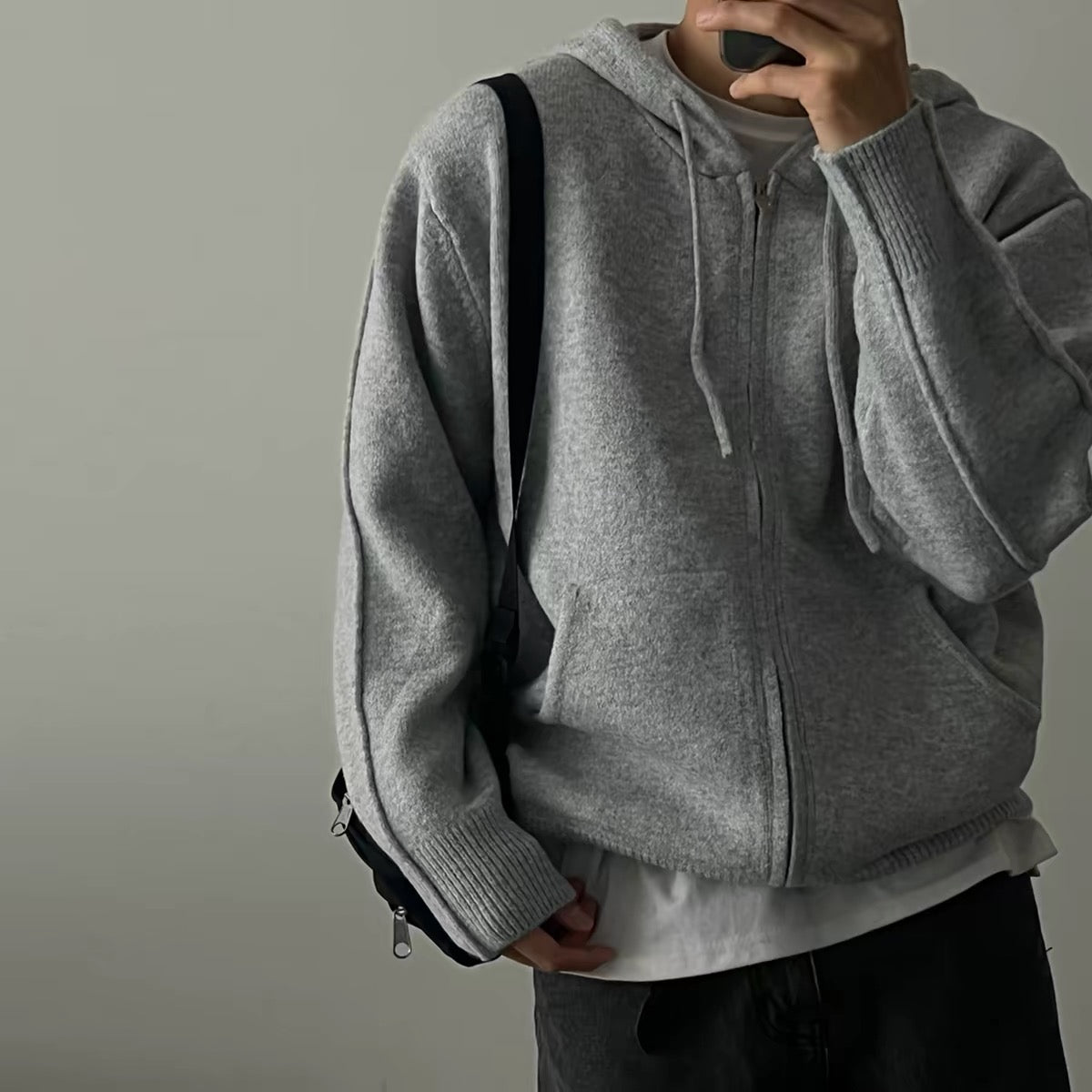 Ribbed Zip-Up Hoodie