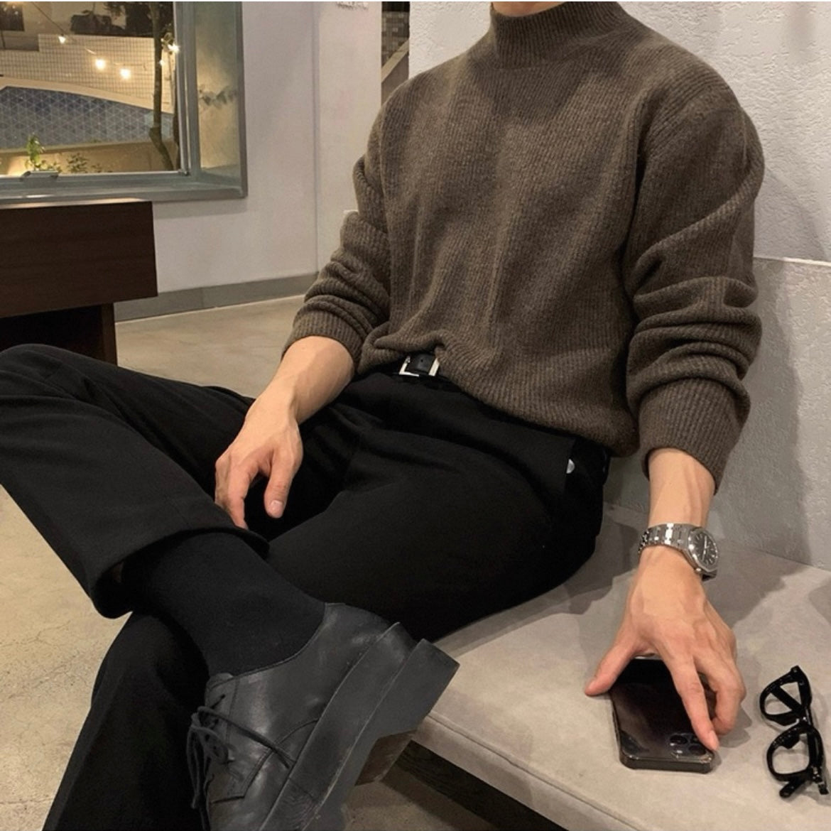 Men's Knit Turtleneck Sweater