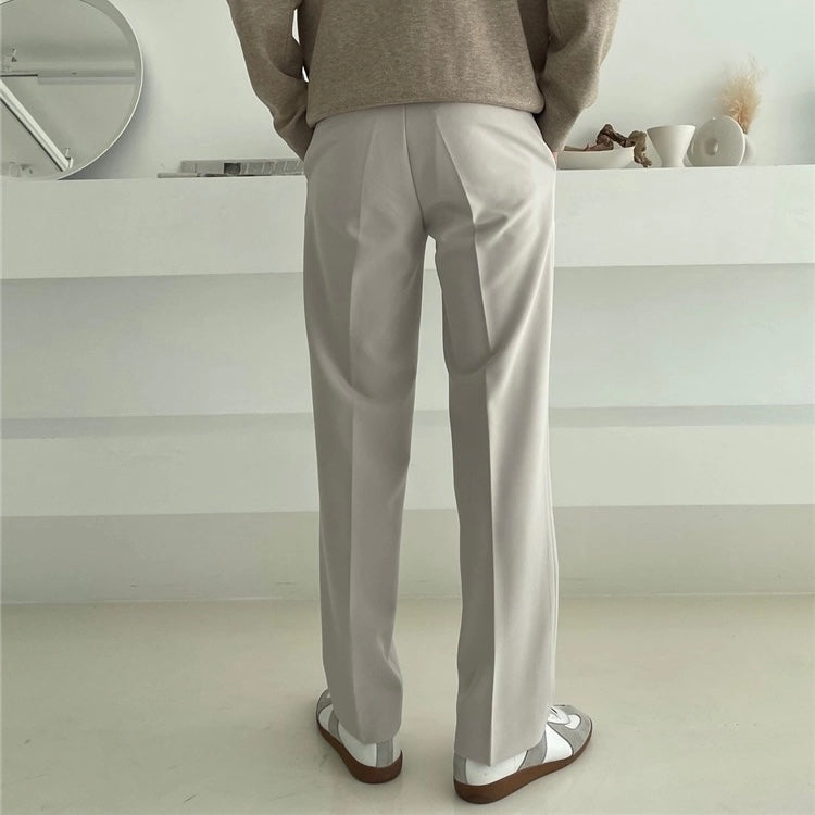 Straight casual plain pants