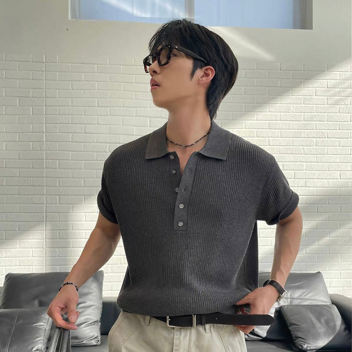 Breathable Casual Knit Polo