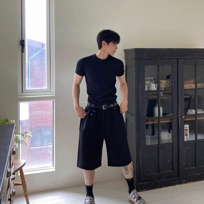 Textured Ribbed Slim-Fit T-Shirt