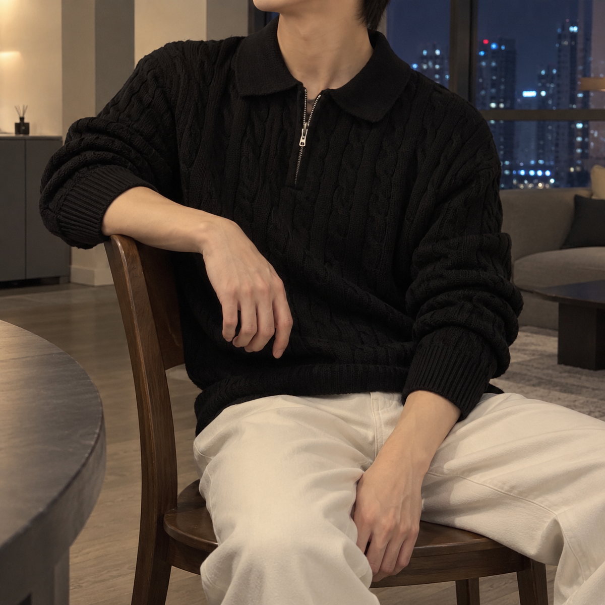 Model Zip Knit Sweater