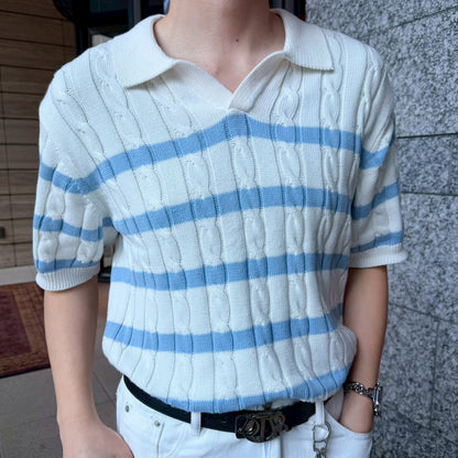 Short-Sleeved Stripe Trend Knit
