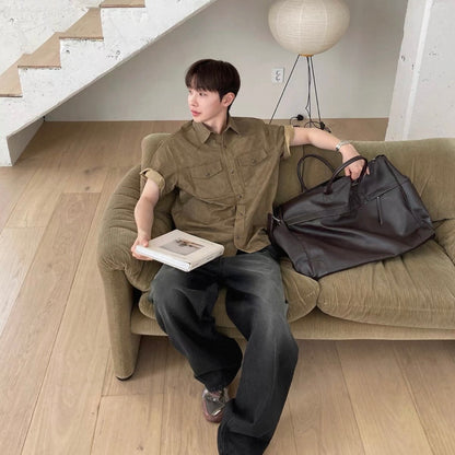 Retro Workwear Short-Sleeve Shirt
