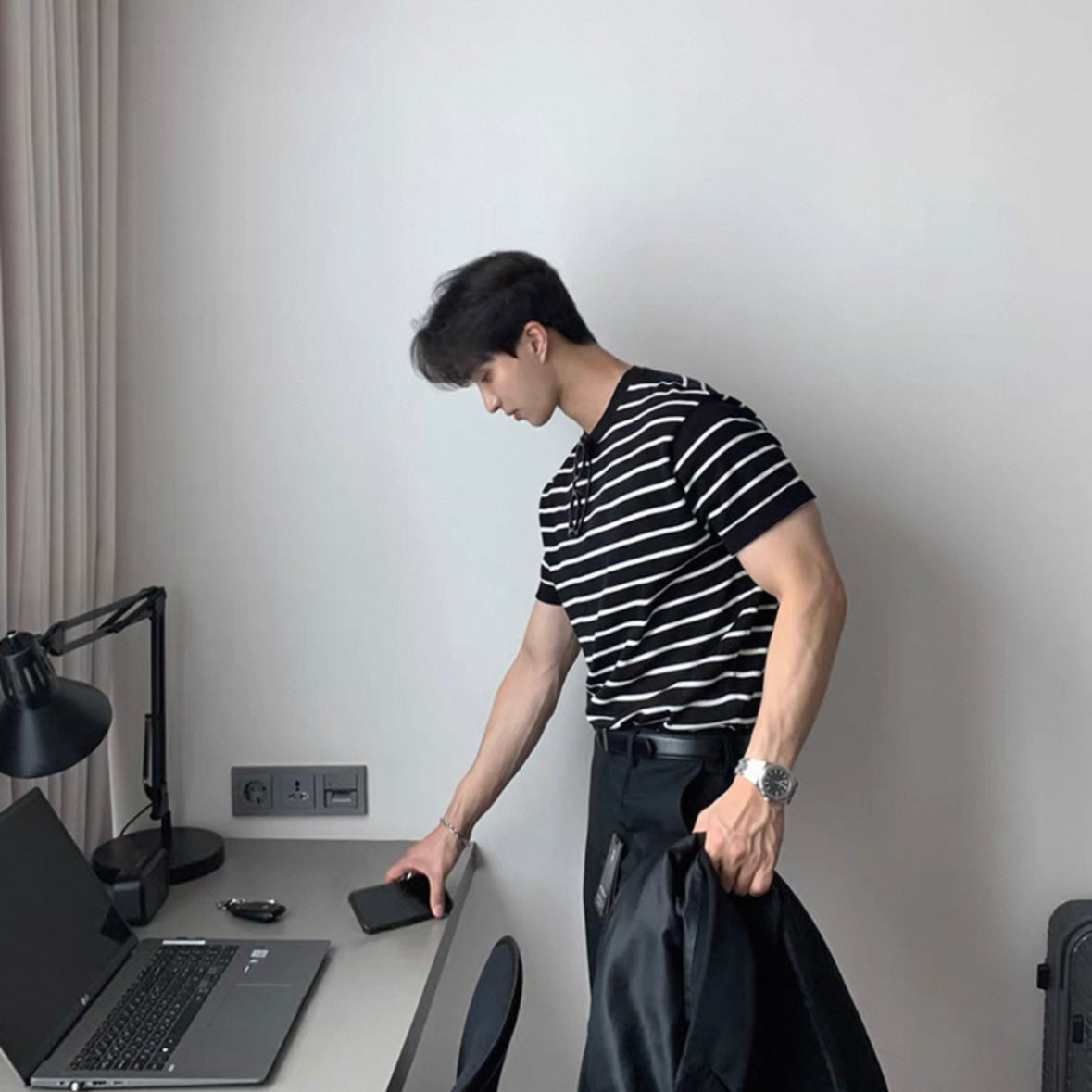 Loose Fit Black Striped Tee