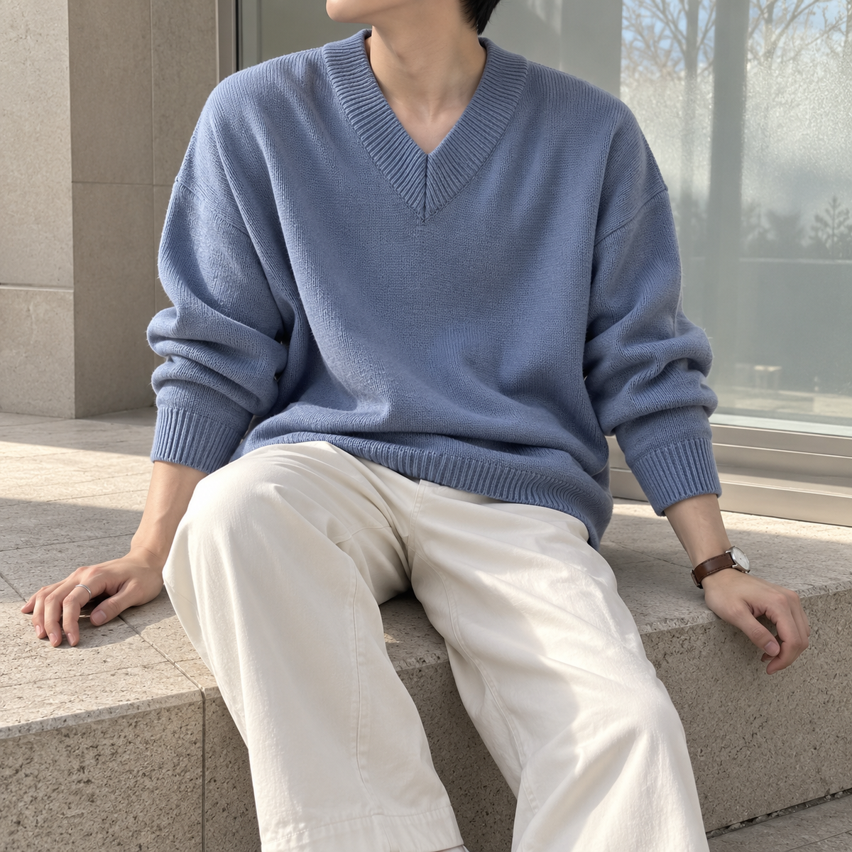 V-Neck Design Knit Sweater