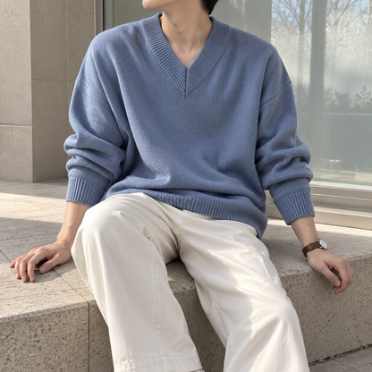 V-Neck Design Knit Sweater