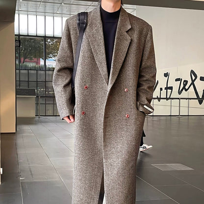 Double-breasted tweed coat