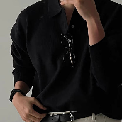 Classic Ribbed Knit Polo