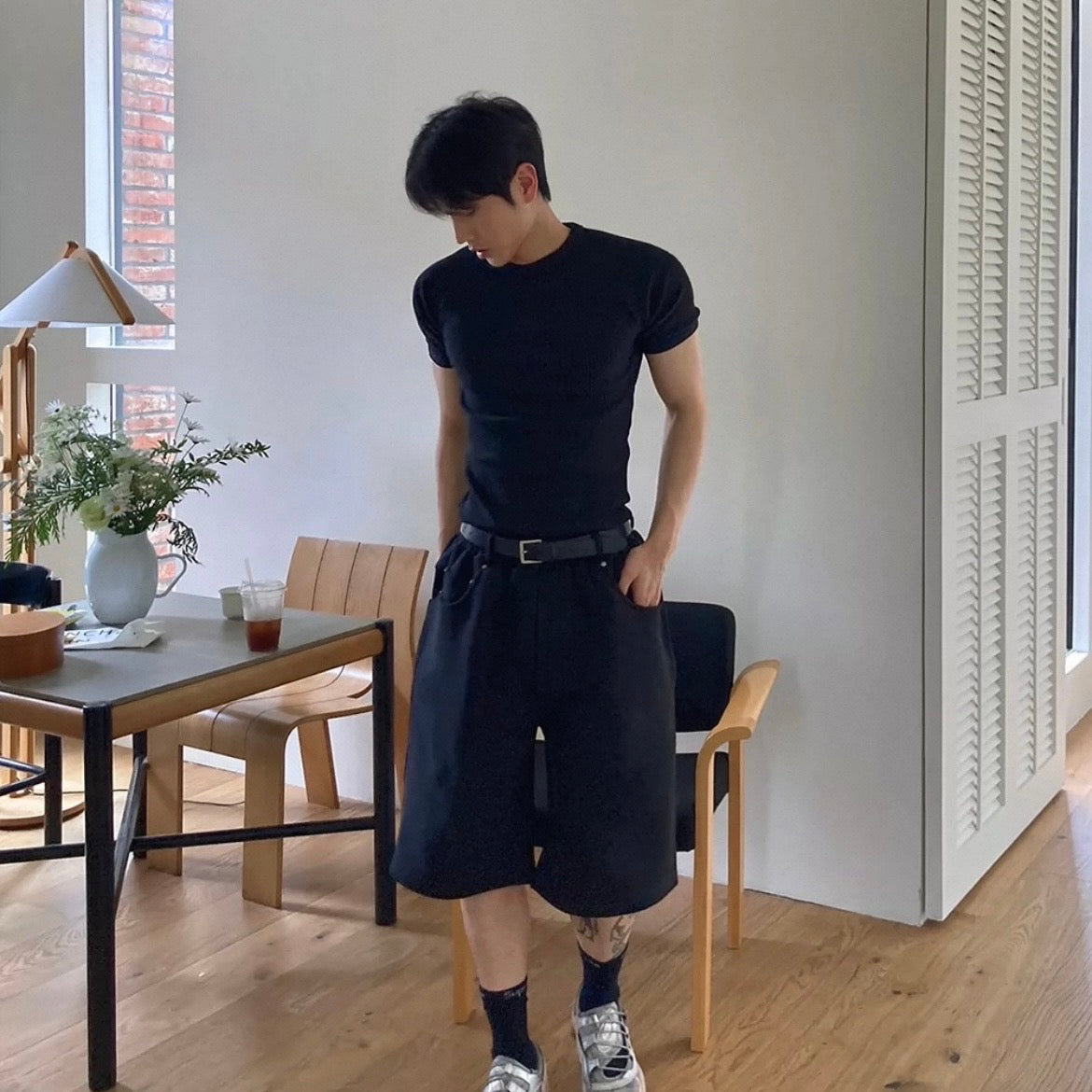 Textured Ribbed Slim-Fit T-Shirt