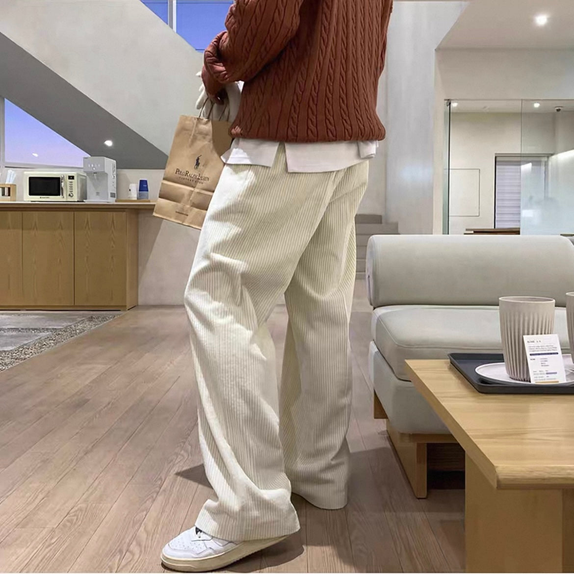 Retro Corduroy Wide-Leg Pants