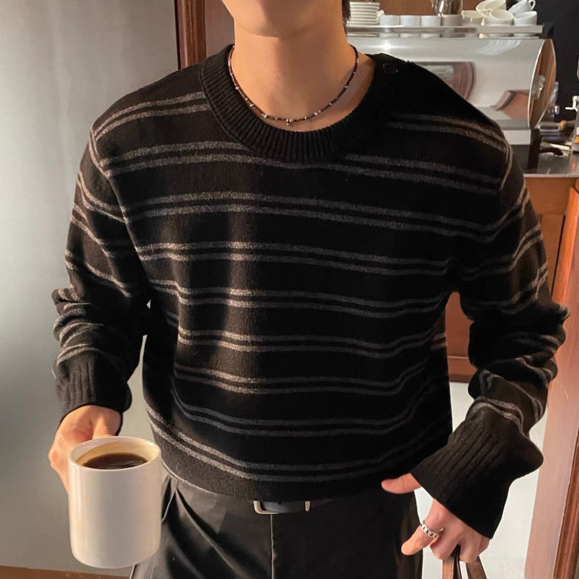 Fine Stripe Knit Sweater