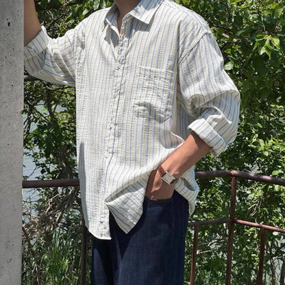 Textured Stripe Relaxed Shirt