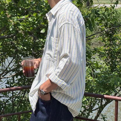 Textured Stripe Relaxed Shirt