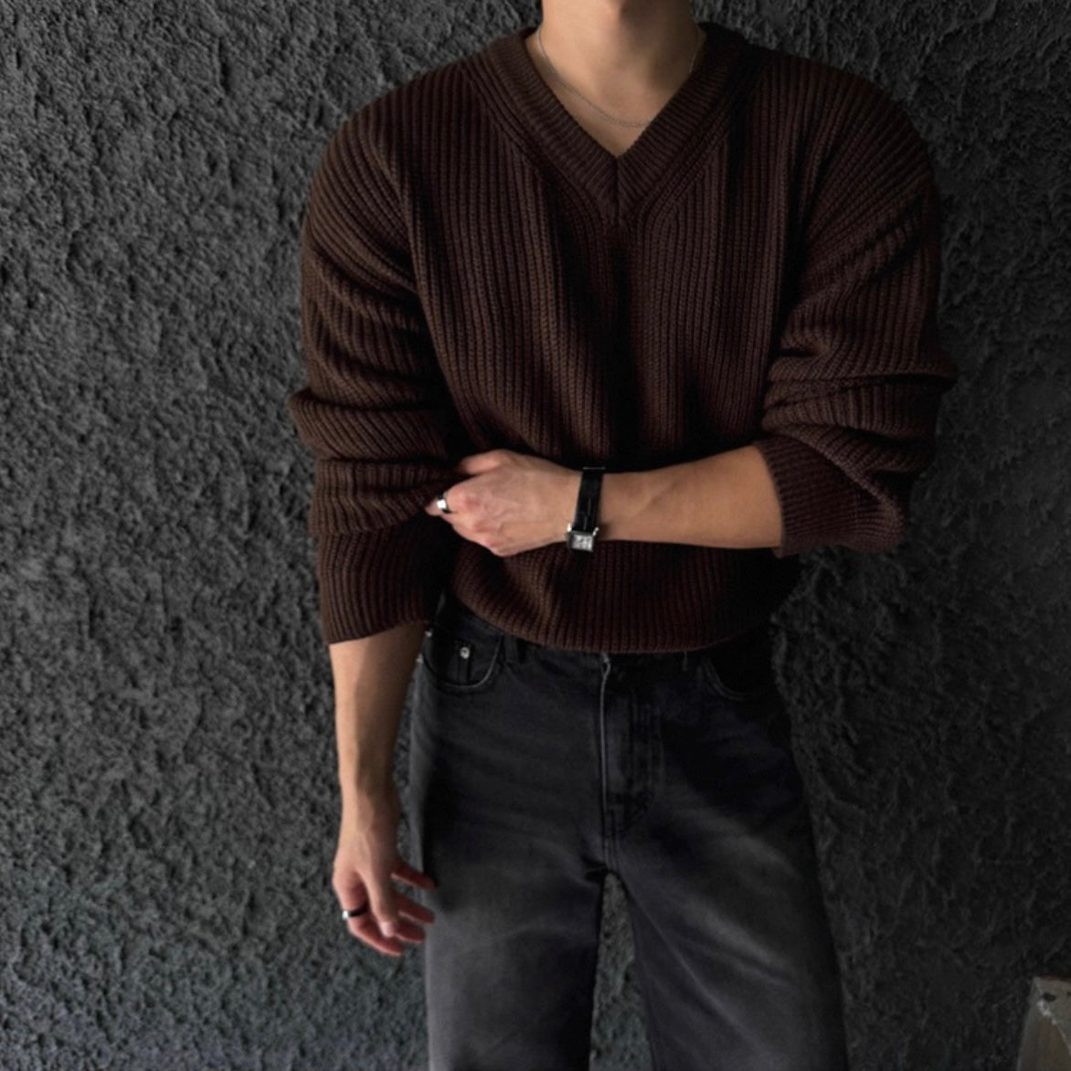 Men's V-Neck Knit Sweater