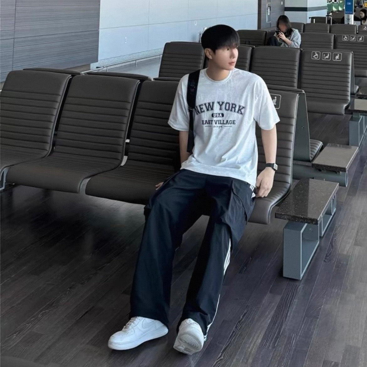 Striped Wide-Legged Casual Pants