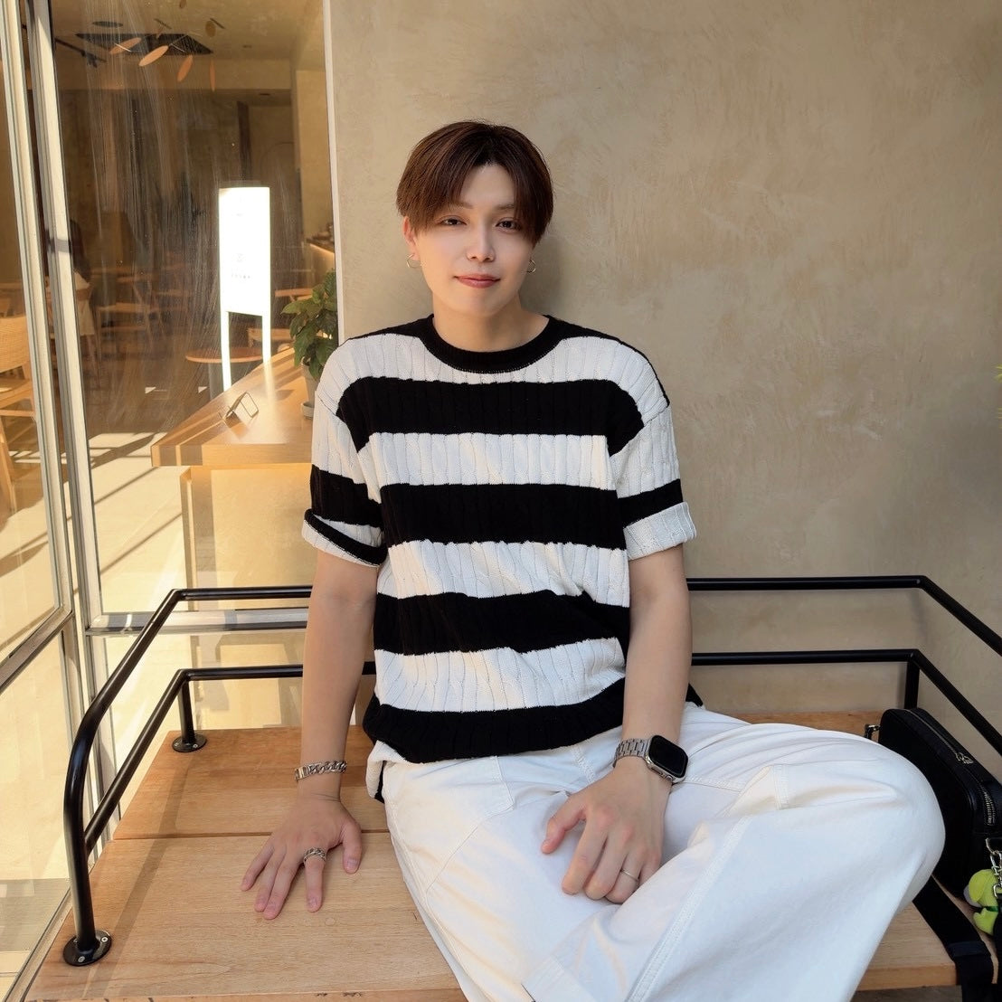 Retro Color Clash Knit Tee