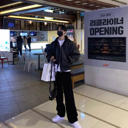 Trendy Hooded Leather Jacket