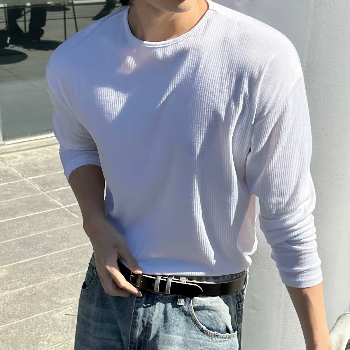 Minimal Ribbed Long Sleeve Tee