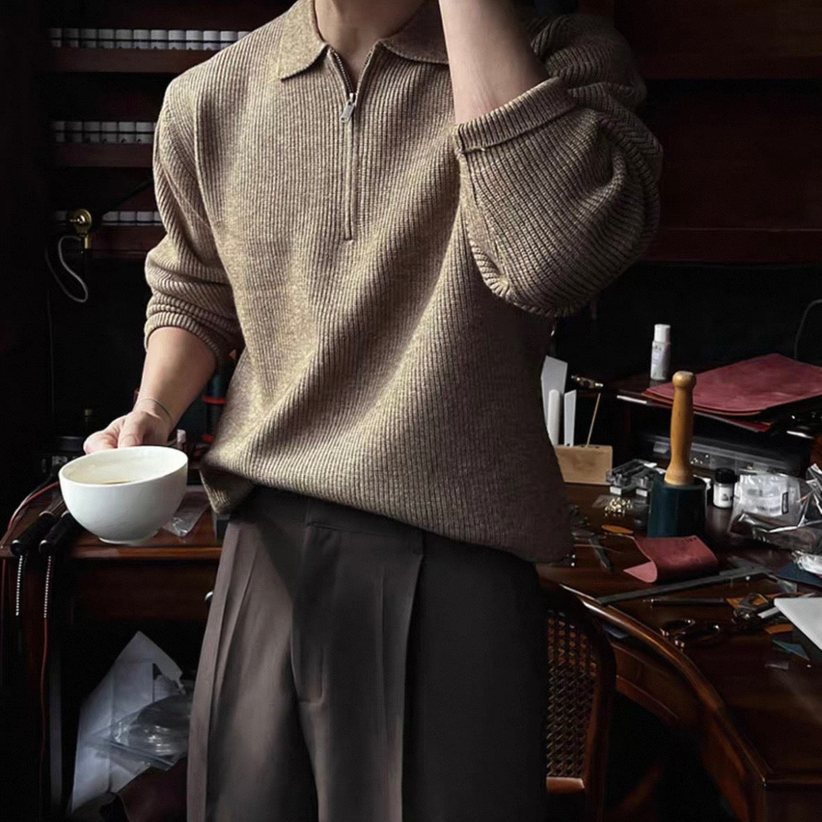 Lazy Half-Zip Knit Sweater