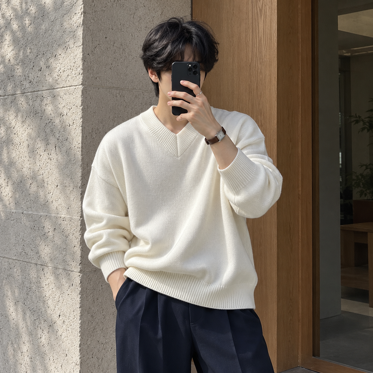 V-Neck Design Knit Sweater