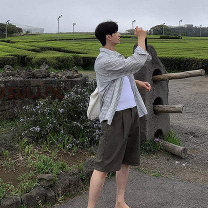 Plaid Long-Sleeve Shirt Jacket