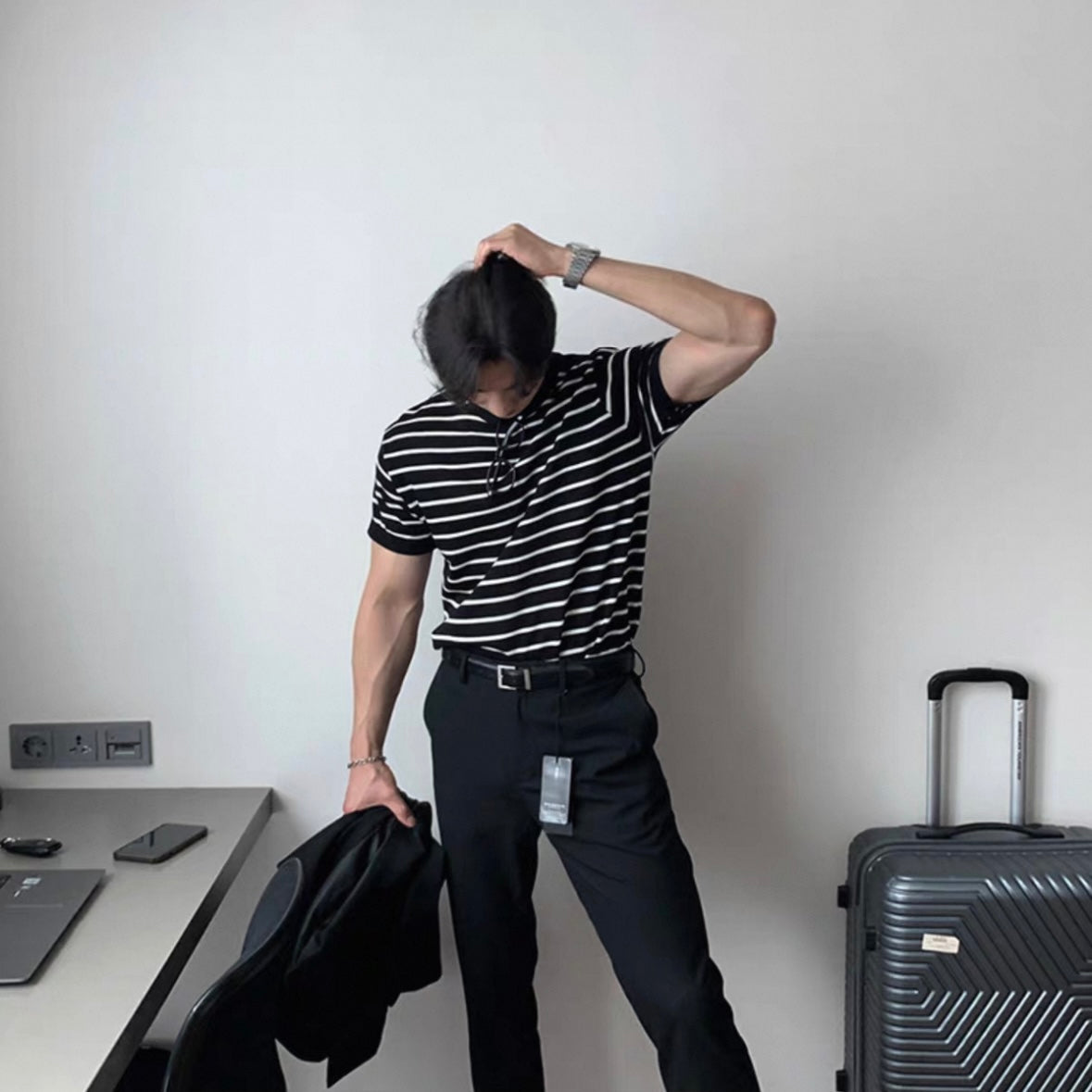 Loose Fit Black Striped Tee