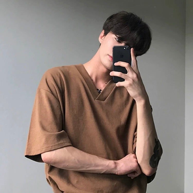 Retro V-Neck Short-Sleeve T-Shirt