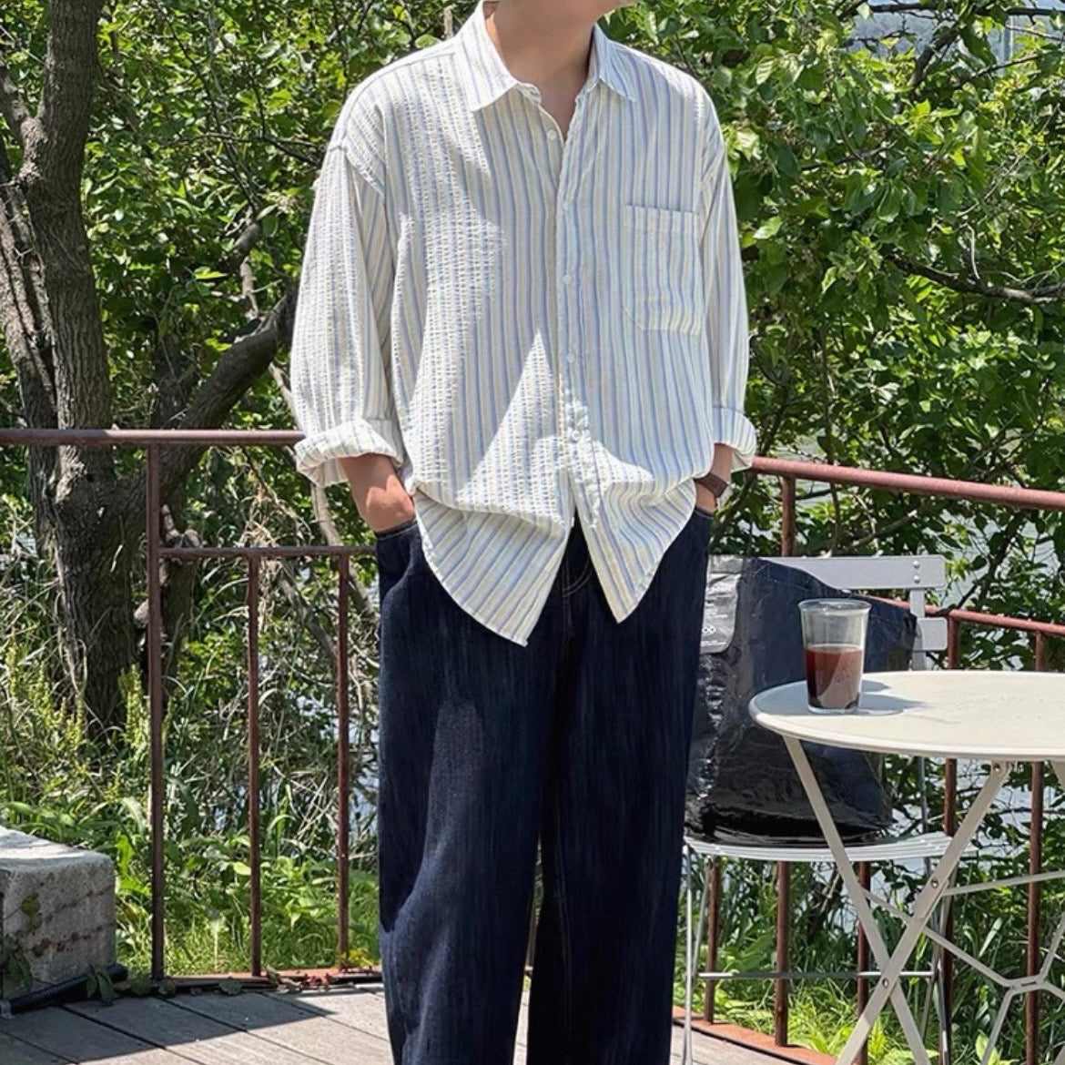 Textured Stripe Relaxed Shirt