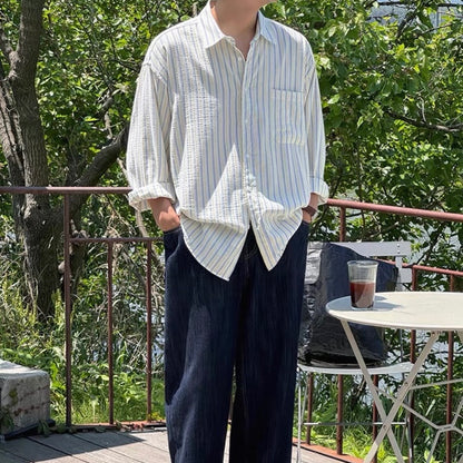 Textured Stripe Relaxed Shirt