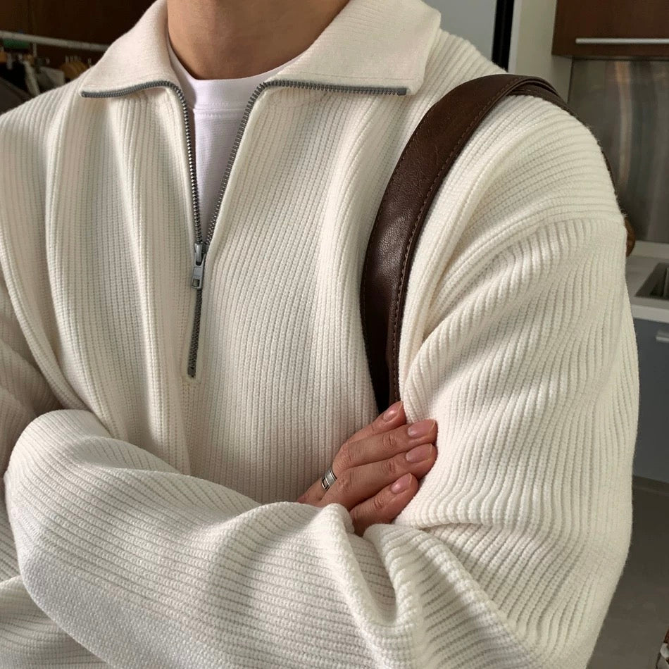 -Kr-Half-zip turtleneck