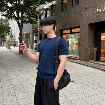 Men's Textured Wool Stripe T-Shirt