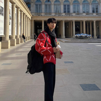 Plaid Knit Sweater for Couples