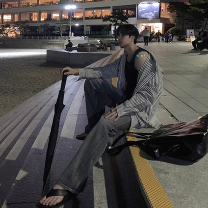 Oversized Striped Shirt Jacket