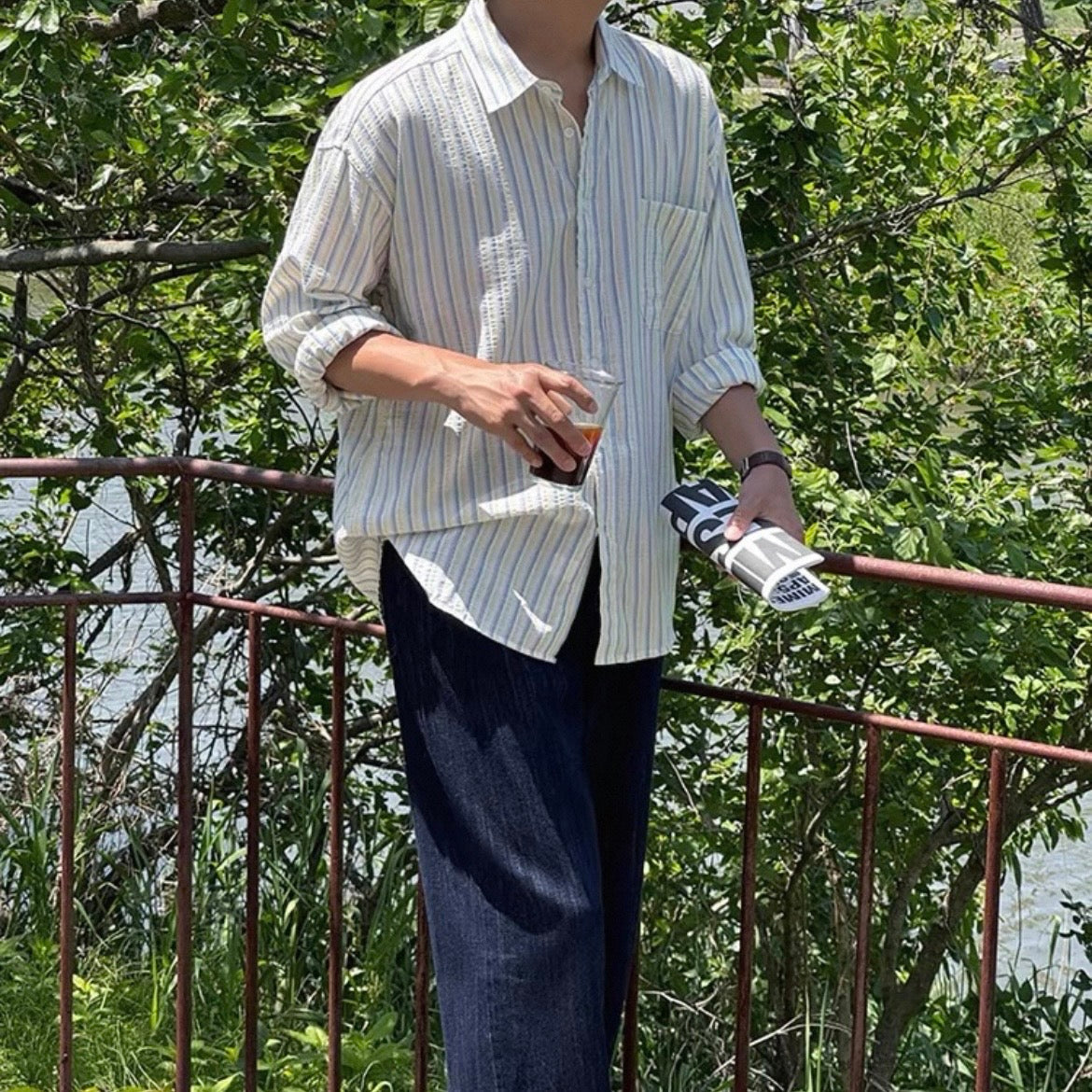 Textured Stripe Relaxed Shirt
