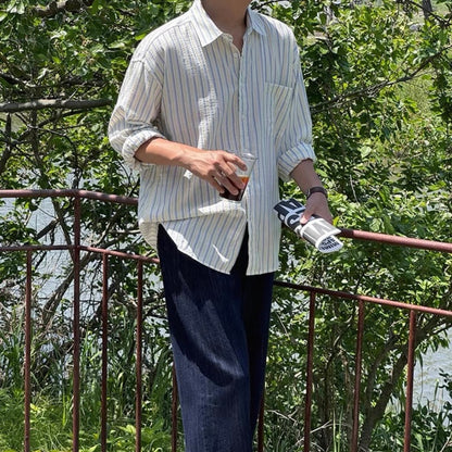 Textured Stripe Relaxed Shirt