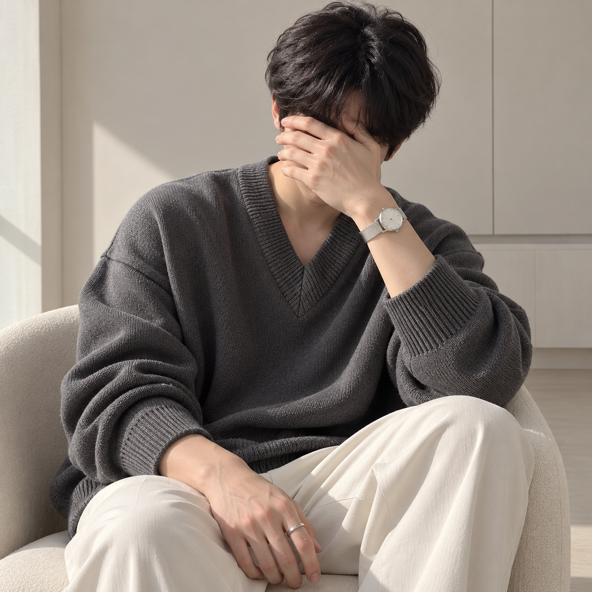 V-Neck Design Knit Sweater