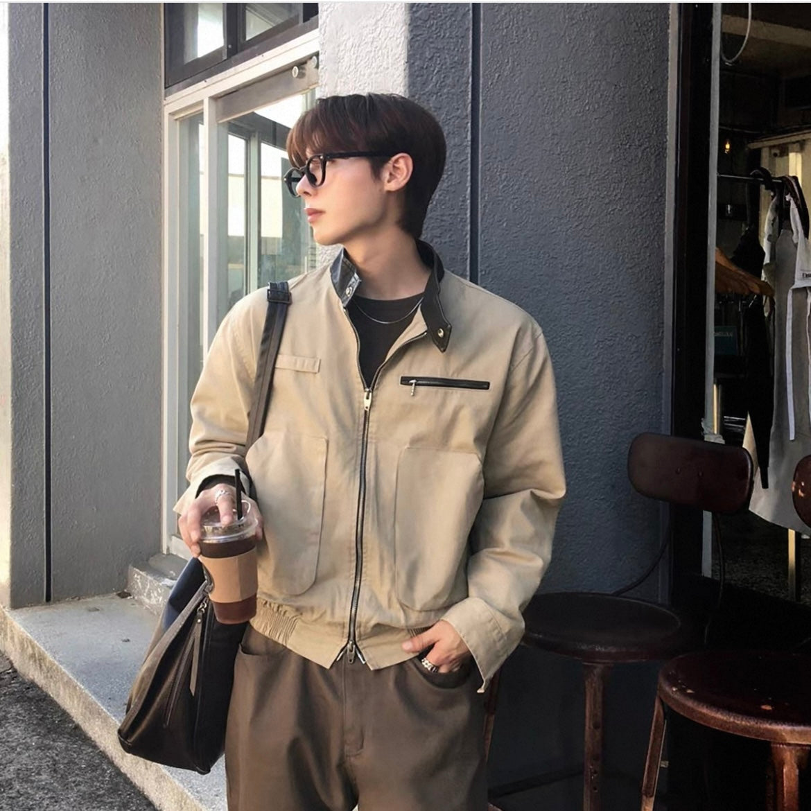 Vintage Spliced Jacket Tops