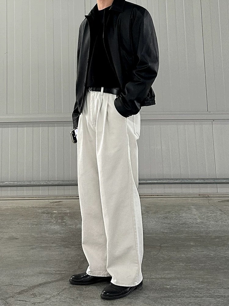 Draped Casual Straight Pants